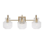 Capital Lighting Nyla 24'' W X 9'' H 3-light Vanity In Aged Brass With Clear Fluted Glass