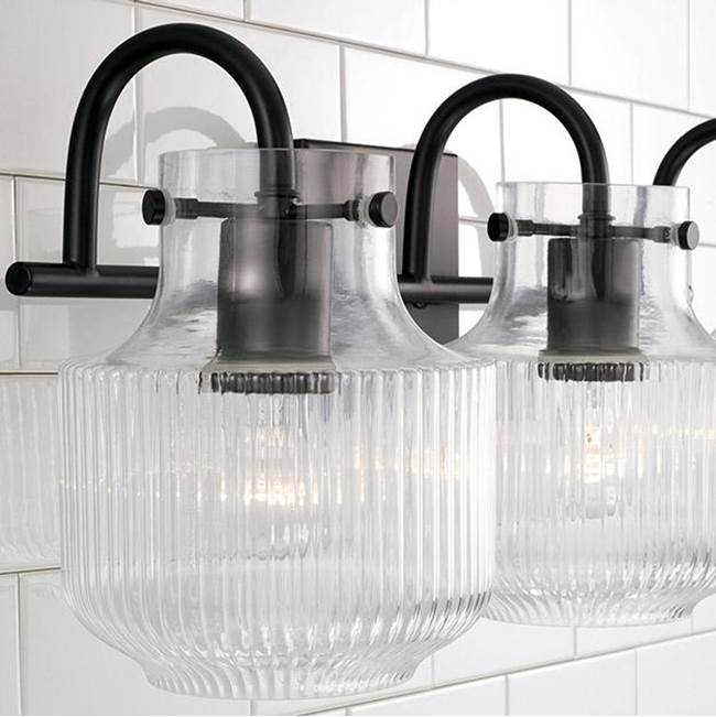 Capital Lighting 145131MB Matte Black 24'' W X 9'' H 3-light Vanity In Matte Black With Clear Fluted Glass Image 3