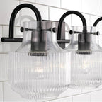 Capital Lighting 145131MB Matte Black 24'' W X 9'' H 3-light Vanity In Matte Black With Clear Fluted Glass Image 3
