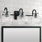 Capital Lighting 145131MB Matte Black 24'' W X 9'' H 3-light Vanity In Matte Black With Clear Fluted Glass Image 2