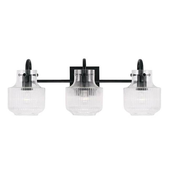 Capital Lighting Nyla 24'' W X 9'' H 3-light Vanity In Aged Brass With Clear Fluted Glass
