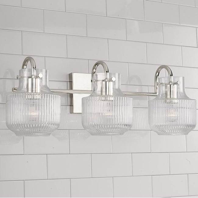 Capital Lighting 145131PN Polished Nickel 24'' W X 9'' H 3-light Vanity In Polished Nickel With Clear Fluted Glass Image 2
