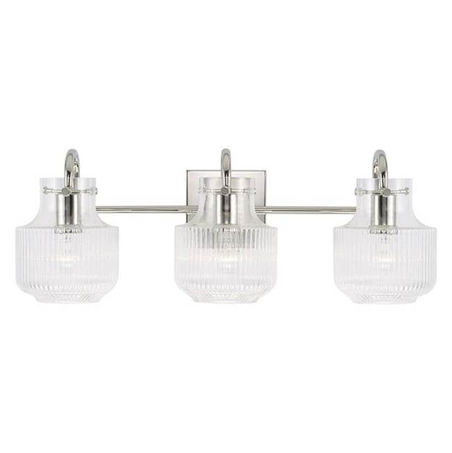 Capital Lighting Nyla 24'' W X 9'' H 3-light Vanity In Aged Brass With Clear Fluted Glass