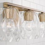 Capital Lighting 145331AD-525 Aged Brass 24'' W X 8'' H 3-light Vanity In Aged Brass With Wavy Embossed Glass Image 3