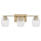 Capital Lighting Lucas 24'' W X 8'' H 3-light Vanity In Aged Brass With Wavy Embossed Glass