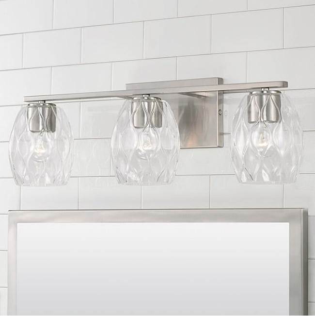 Capital Lighting 145331BN-525 Brushed Nickel 24'' W X 8'' H 3-light Vanity In Brushed Nickel With Wavy Embossed Glass Image 2