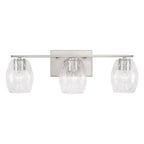 Capital Lighting Lucas 24'' W X 8'' H 3-light Vanity In Aged Brass With Wavy Embossed Glass