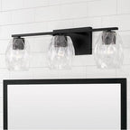 Capital Lighting 145331MB-525 Matte Black 24'' W X 8'' H 3-light Vanity In Matte Black With Wavy Embossed Glass Image 2