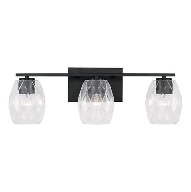 Capital Lighting Lucas 24'' W X 8'' H 3-light Vanity In Aged Brass With Wavy Embossed Glass