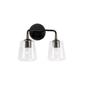Capital Lighting 145621KB-530 Matte Black,Brass 14'' W X 11.5'' H 2-light Vanity In Matte Black With Brass With Clear Seeded Glass And Brass Wrapped Detail Image 1