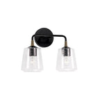 Capital Lighting 145621KB-530 Matte Black,Brass 14'' W X 11.5'' H 2-light Vanity In Matte Black With Brass With Clear Seeded Glass And Brass Wrapped Detail Image 1