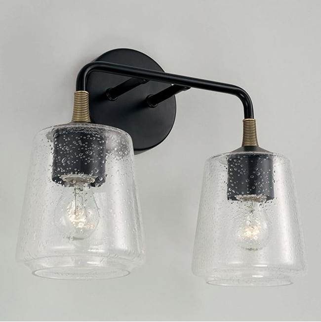 Capital Lighting 145621KB-530 Matte Black,Brass 14'' W X 11.5'' H 2-light Vanity In Matte Black With Brass With Clear Seeded Glass And Brass Wrapped Detail Image 3