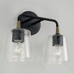 Capital Lighting 145621KB-530 Matte Black,Brass 14'' W X 11.5'' H 2-light Vanity In Matte Black With Brass With Clear Seeded Glass And Brass Wrapped Detail Image 3