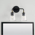 Capital Lighting 145621KB-530 Matte Black,Brass 14'' W X 11.5'' H 2-light Vanity In Matte Black With Brass With Clear Seeded Glass And Brass Wrapped Detail Image 2