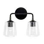 Capital Lighting Amara 14'' W X 11.5'' H 2-light Vanity In Matte Black With Brass With Clear Seeded Glass And Brass Wrapped Detail