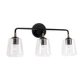 Capital Lighting 145631KB-530 Matte Black,Brass 24'' W X 11.5'' H 3-light Vanity In Matte Black With Brass With Clear Seeded Glass And Brass Wrapped Detail Image 1