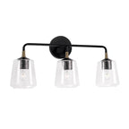 Capital Lighting 145631KB-530 Matte Black,Brass 24'' W X 11.5'' H 3-light Vanity In Matte Black With Brass With Clear Seeded Glass And Brass Wrapped Detail Image 1