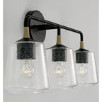 Capital Lighting 145631KB-530 Matte Black,Brass 24'' W X 11.5'' H 3-light Vanity In Matte Black With Brass With Clear Seeded Glass And Brass Wrapped Detail Image 3