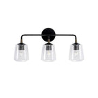 Capital Lighting Amara 24'' W X 11.5'' H 3-light Vanity In Matte Black With Brass With Clear Seeded Glass And Brass Wrapped Detail