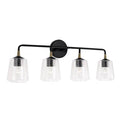 Capital Lighting 145641KB-530 Matte Black,Brass 31.5'' W X 11.5'' H 4-light Vanity In Matte Black With Brass With Clear Seeded Glass And Brass Wrapped Detail Image 1