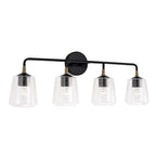Capital Lighting 145641KB-530 Matte Black,Brass 31.5'' W X 11.5'' H 4-light Vanity In Matte Black With Brass With Clear Seeded Glass And Brass Wrapped Detail Image 1