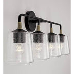 Capital Lighting 145641KB-530 Matte Black,Brass 31.5'' W X 11.5'' H 4-light Vanity In Matte Black With Brass With Clear Seeded Glass And Brass Wrapped Detail Image 3