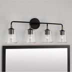 Capital Lighting 145641KB-530 Matte Black,Brass 31.5'' W X 11.5'' H 4-light Vanity In Matte Black With Brass With Clear Seeded Glass And Brass Wrapped Detail Image 2