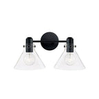 Capital Lighting Greer 18'' W X 9'' H 2-light Vanity In Matte Black With Clear Glass