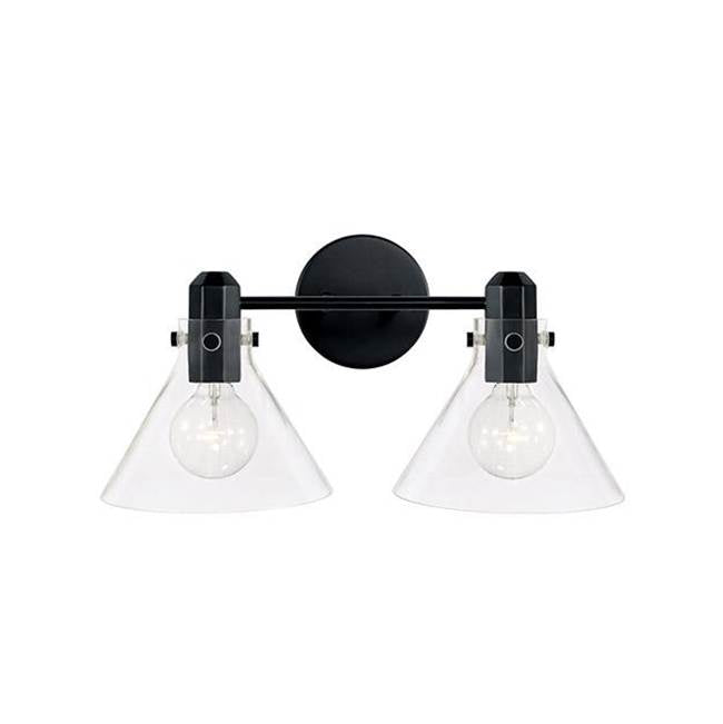 Capital Lighting Greer 18'' W X 9'' H 2-light Vanity In Matte Black With Clear Glass