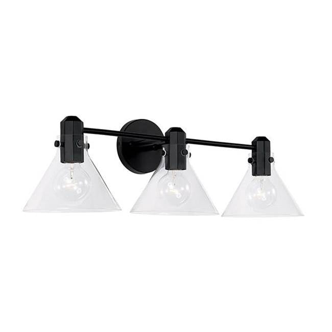Capital Lighting 145831MB-528 Matte Black 28'' W X 9'' H 3-light Vanity In Matte Black With Clear Glass Image 1