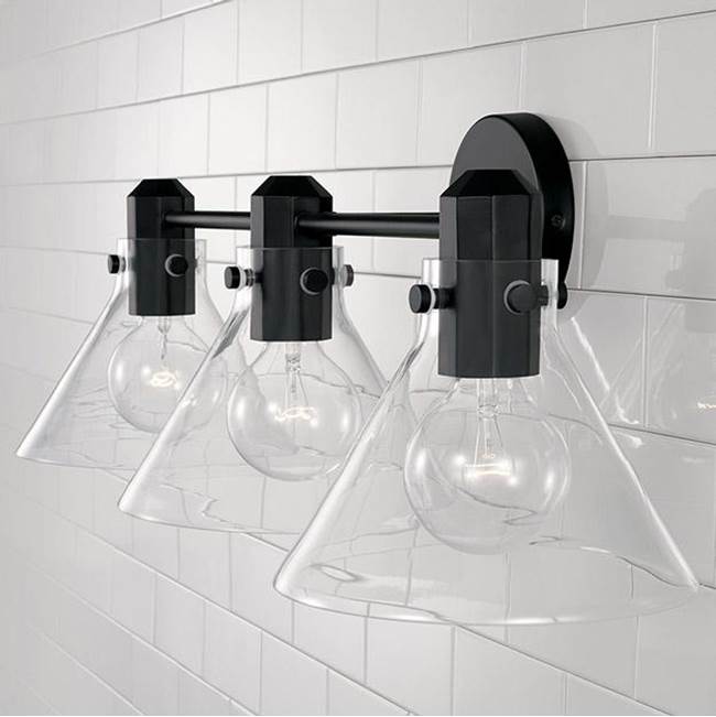 Capital Lighting 145831MB-528 Matte Black 28'' W X 9'' H 3-light Vanity In Matte Black With Clear Glass Image 3