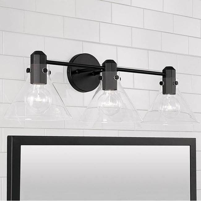 Capital Lighting 145831MB-528 Matte Black 28'' W X 9'' H 3-light Vanity In Matte Black With Clear Glass Image 2