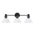Capital Lighting Greer 28'' W X 9'' H 3-light Vanity In Matte Black With Clear Glass