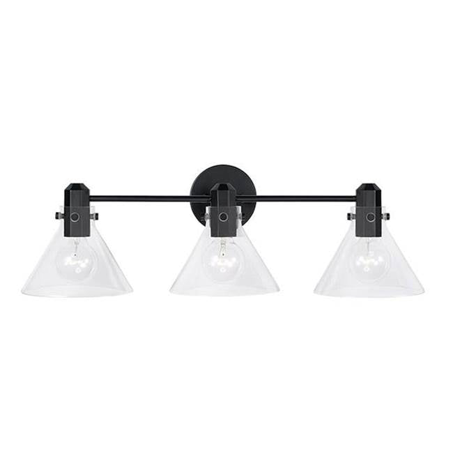 Capital Lighting Greer 28'' W X 9'' H 3-light Vanity In Matte Black With Clear Glass
