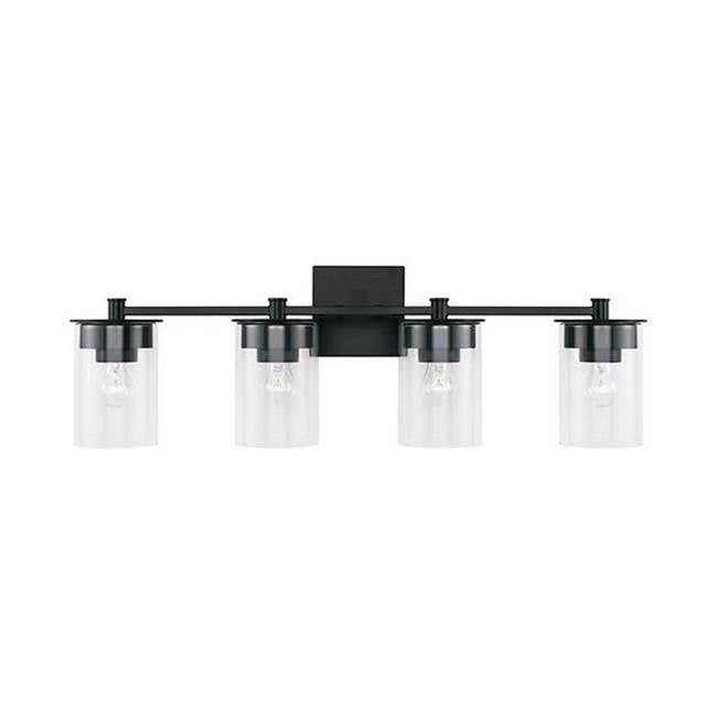 Capital Lighting Mason 29.5'' W X 9'' H 4-light Vanity In Matte Black With Clear Glass