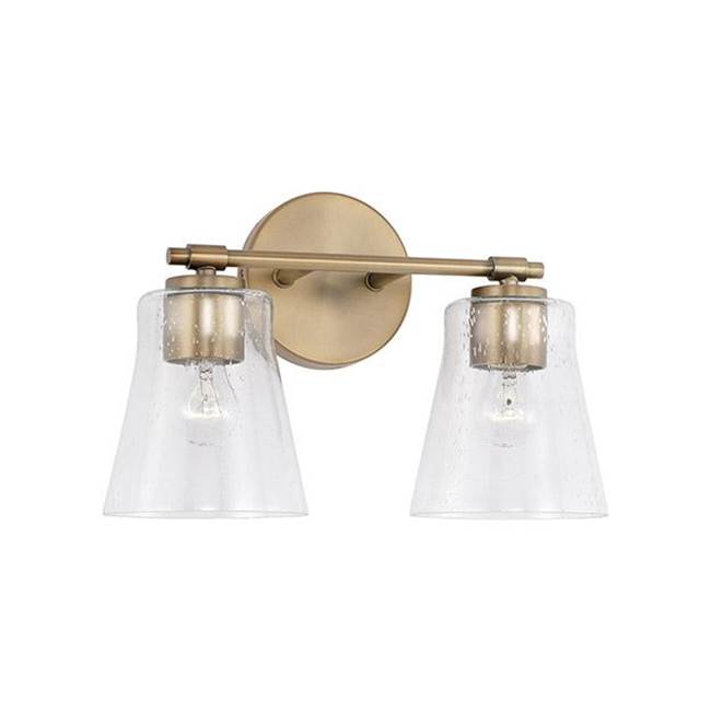 Capital Lighting 146921AD-533 Aged Brass 14'' W X 9.5'' H 2-light Vanity In Aged Brass With Clear Seeded Glass Image 1