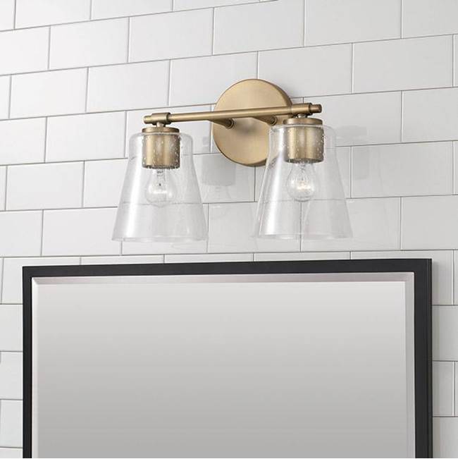 Capital Lighting 146921AD-533 Aged Brass 14'' W X 9.5'' H 2-light Vanity In Aged Brass With Clear Seeded Glass Image 2