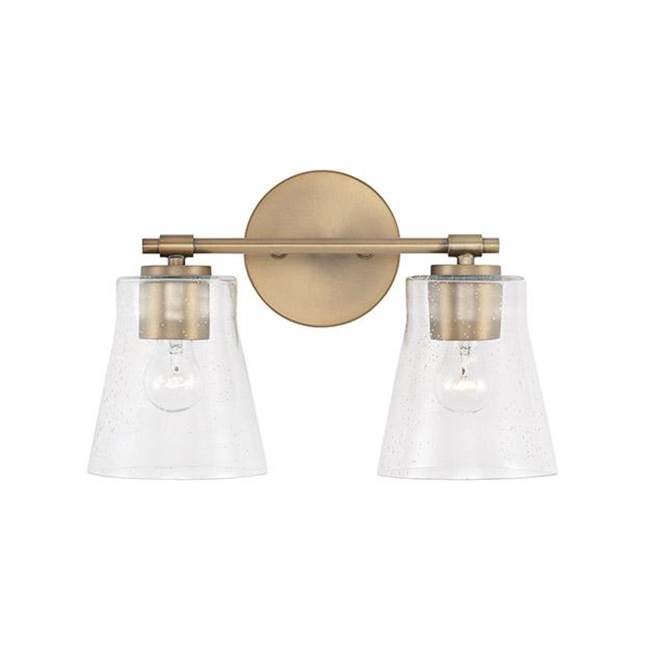 Capital Lighting Baker 14'' W X 9.5'' H 2-light Vanity In Aged Brass With Clear Seeded Glass