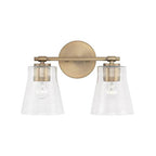 Capital Lighting Baker 14'' W X 9.5'' H 2-light Vanity In Aged Brass With Clear Seeded Glass