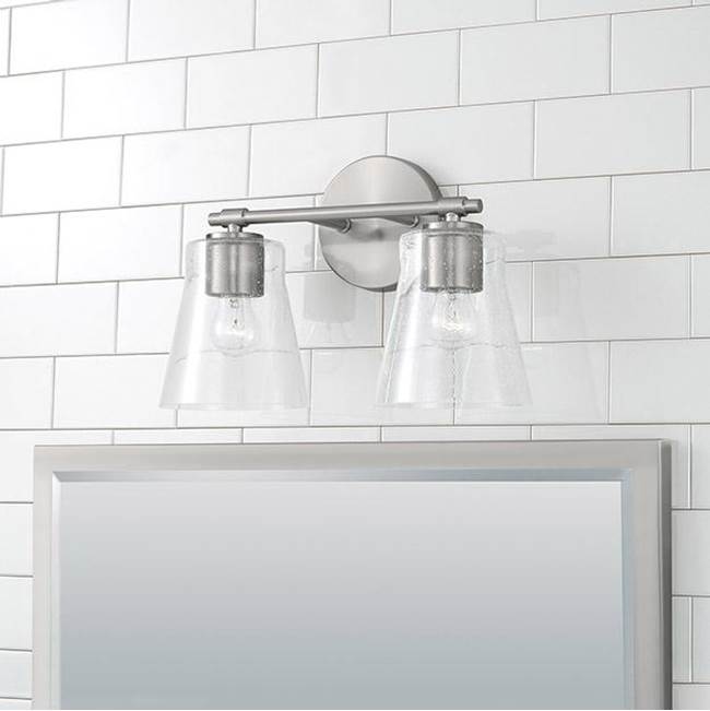 Capital Lighting 146921BN-533 Brushed Nickel 14'' W X 9.5'' H 2-light Vanity In Brushed Nickel With Clear Seeded Glass Image 2