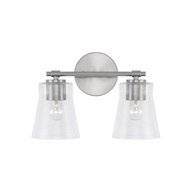 Capital Lighting Baker 14'' W X 9.5'' H 2-light Vanity In Aged Brass With Clear Seeded Glass