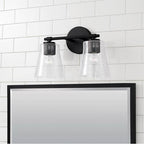 Capital Lighting 146921MB-533 Matte Black 14'' W X 9.5'' H 2-light Vanity In Matte Black With Clear Seeded Glass Image 2