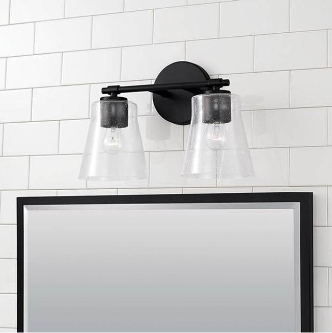 Capital Lighting 146921MB-533 Matte Black 14'' W X 9.5'' H 2-light Vanity In Matte Black With Clear Seeded Glass Image 2