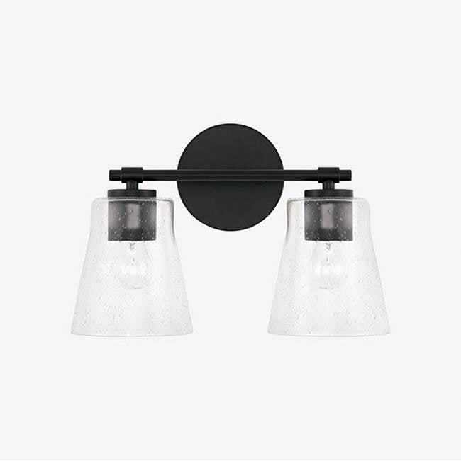 Capital Lighting Baker 14'' W X 9.5'' H 2-light Vanity In Aged Brass With Clear Seeded Glass