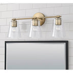 Capital Lighting 146931AD-533 Aged Brass 23'' W X 9.5'' H 3-light Vanity In Aged Brass With Clear Seeded Glass Image 2