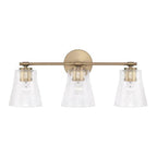 Capital Lighting Baker 23'' W X 9.5'' H 3-light Vanity In Aged Brass With Clear Seeded Glass