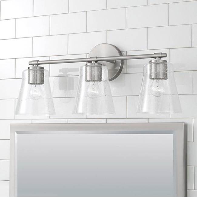 Capital Lighting 146931BN-533 Brushed Nickel 23'' W X 9.5'' H 3-light Vanity In Brushed Nickel With Clear Seeded Glass Image 2