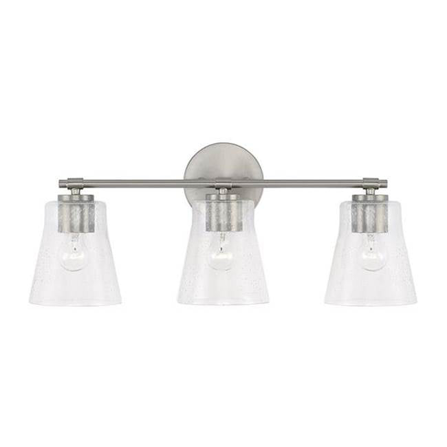 Capital Lighting Baker 23'' W X 9.5'' H 3-light Vanity In Aged Brass With Clear Seeded Glass