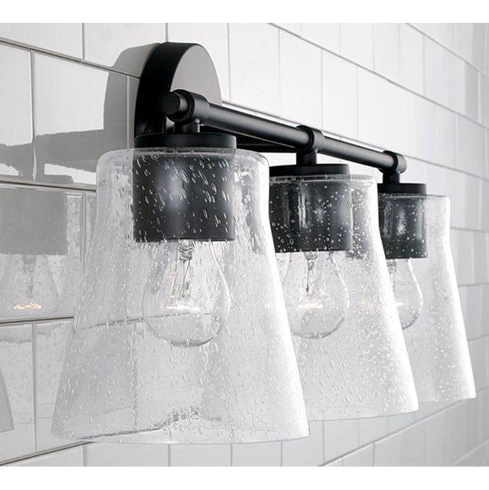 Capital Lighting 146931MB-533 Matte Black 23'' W X 9.5'' H 3-light Vanity In Matte Black With Clear Seeded Glass Image 3