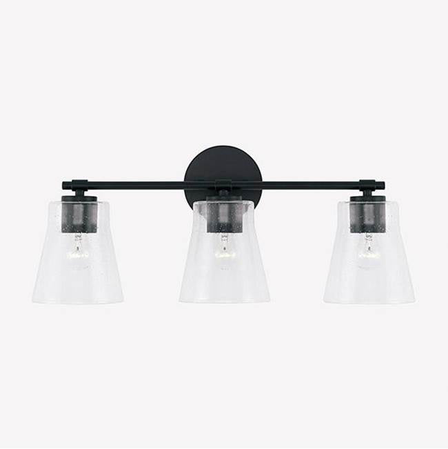 Capital Lighting Baker 23'' W X 9.5'' H 3-light Vanity In Aged Brass With Clear Seeded Glass